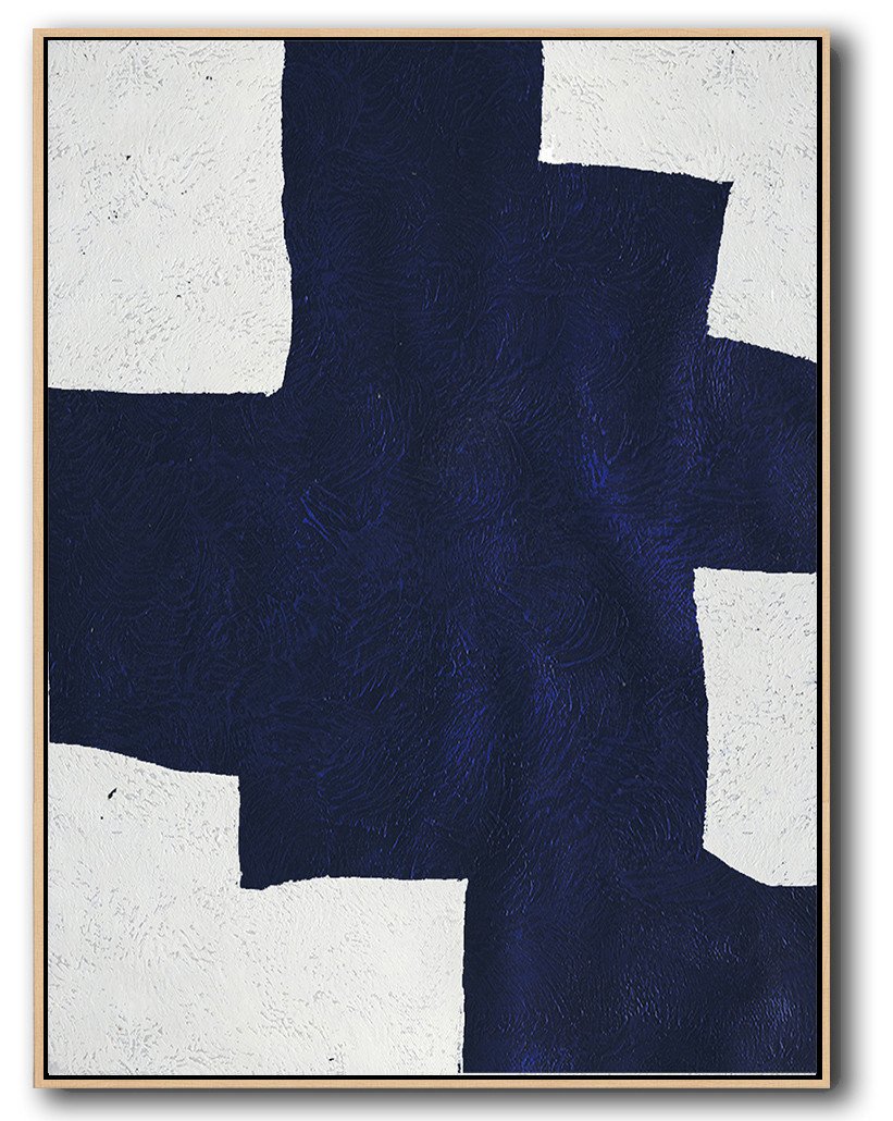 Buy Hand Painted Navy Blue Abstract Painting Online - Modern Art Pictures Huge